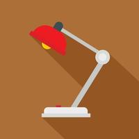 icono de lámpara de escritorio roja, estilo plano vector