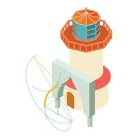 Building concept icon isometric vector. Arch project and big lighthouse building