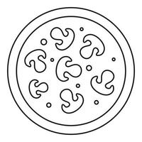 pizza con icono de champiñones, estilo de esquema vector
