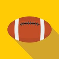 Brown leather rugby ball icon, flat style vector