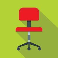 Red office a chair icon, flat style vector