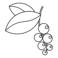 Currant branch with leaves icon, outline style vector