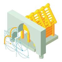 icono de construcción vector isométrico. proyecto de arco edificio de madera en construcción