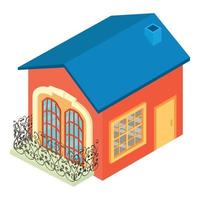 Beautiful house icon isometric vector. One story house with forged balcony icon vector