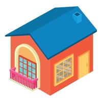 Closed house icon isometric vector. Modern one story building with chimney icon vector