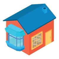 New house icon isometric vector. One story building with panoramic balcony icon vector