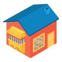 House icon isometric vector. New modern one story house with transparent balcony vector