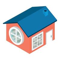 Residential house icon isometric vector. One story house with round window icon