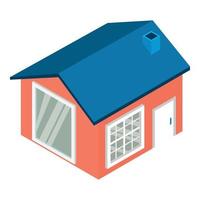 Cottage icon isometric vector. Modern one story house with panoramic window icon vector