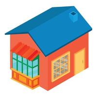 Residential house icon isometric vector. New one story house with glazed balcony vector