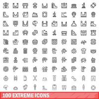 100 iconos extremos establecidos, estilo de contorno vector