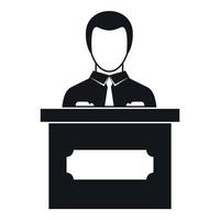 Businessman giving presentation icon, simple style vector