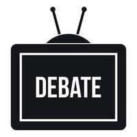 TV with the Debate inscription icon, simple style vector