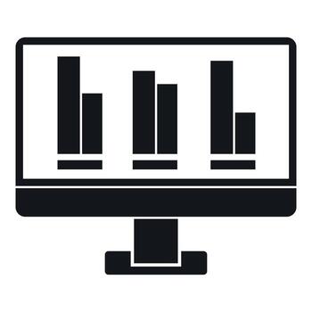 Business graph at computer screen icon vector