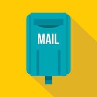 Blue square post box icon, flat style vector