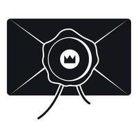 Envelope with wax seal icon, simple style vector