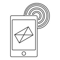 Send an email by phone icon, outline style vector