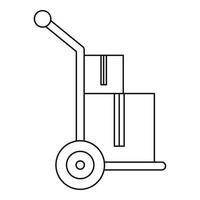 Manejar camión con icono de cajas, estilo de esquema vector