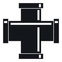 Black pipe fitting icon, simple style vector