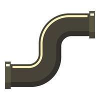 Black S joint pipe icon, flat style vector