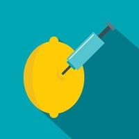 Injection of lemon icon, flat style vector