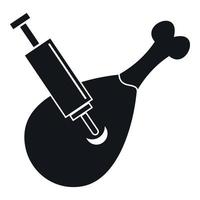 Syringe being injected to a piece of meat icon vector