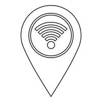 Geo tag with wi fi sign icon, outline style vector