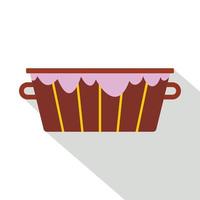 Wooden bucket with foam icon, flat style vector