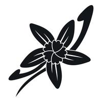 Vanilla sticks with a flower icon, simple style vector