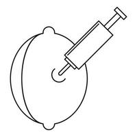 Syringe in a lemon icon, outline style vector