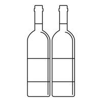 icono de dos botellas de vino, estilo de esquema vector