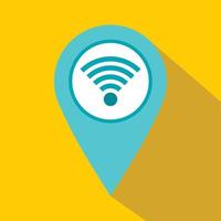 Light blue map pointer with wi fi symbol icon vector