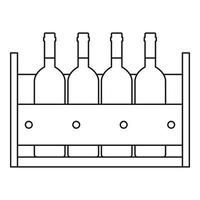 Wine bottles standing in a crate icon vector