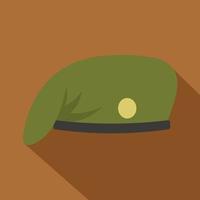 icono de gorra militar, estilo plano vector