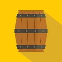 icono de barril de madera, estilo plano vector