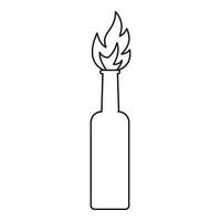 Burning bottle icon, outline style vector