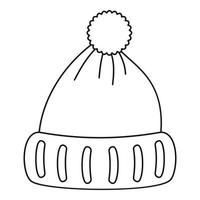 icono de sombrero de lana, estilo de contorno vector