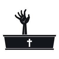 Zombie hand coming out of his coffin icon vector