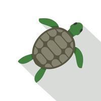 icono de tortuga marina verde, tipo plano vector