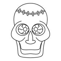 cráneo de trepanación de icono zombie, estilo de esquema vector