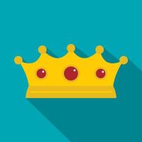 Jewelry crown icon, flat style vector