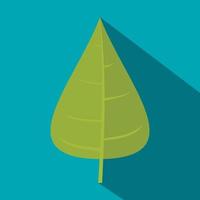 Green poplar leaf icon, flat style vector