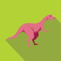 icono de dinosaurio hypsilophodon rosa, estilo plano vector