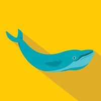 Blue whale icon, flat style vector