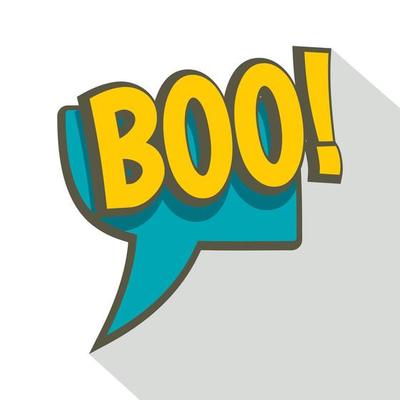 BOO, speech bubble icon, flat style