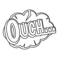 Ouch, comic text speech bubble icon, outline style vector