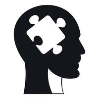 Head with puzzle icon, simple style vector