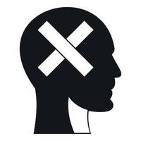 Human head with cross inside icon, simple style vector