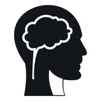 Head with brain icon, simple style vector