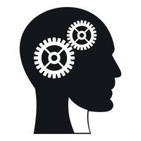 Gears in human head icon, simple style vector
